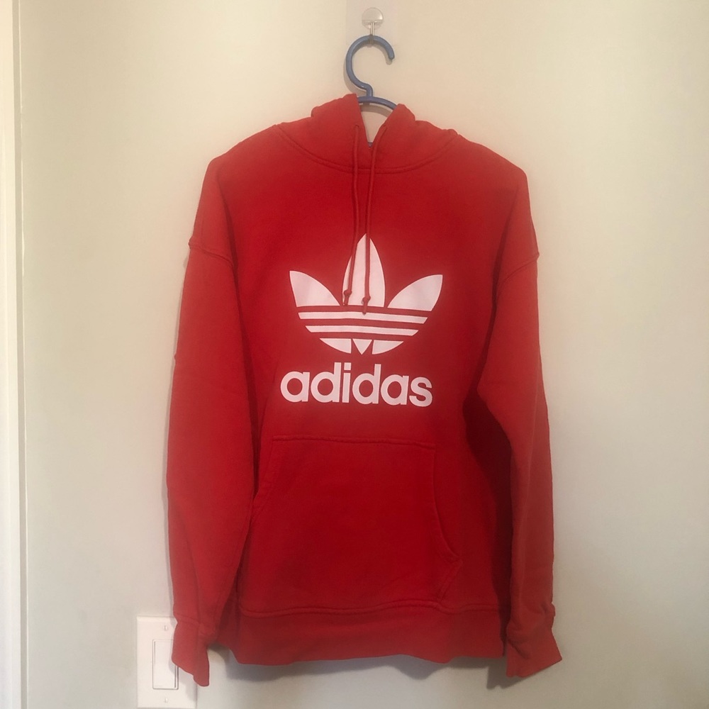 ADIDAS ADICOLOR TREFOIL HOODIE, RED, XS